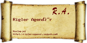 Rigler Agenór névjegykártya